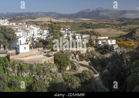 Ronda, España, Hiszpania, Espagne, Espagnol; paysage d'automne surplombant la gorge du Tajo. Herbstlandschaft mit Blick auf die Tajo-Schlucht. 俯瞰Tajo峽谷的秋天風景 Banque D'Images