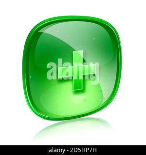 Plus verre vert Icon, isolé sur fond blanc Banque D'Images