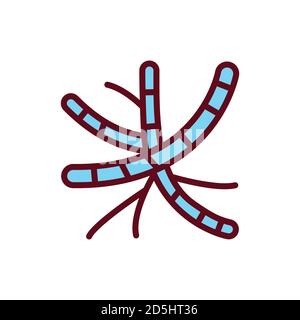 Icône de la ligne de couleur filamenteuse des bactéries. Illustration vectorielle Illustration de Vecteur