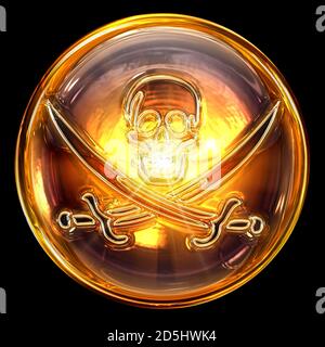 L'icône de pirate golden, isolé sur fond noir Banque D'Images