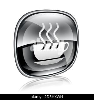 verre noir icône de tasse à café, isolé sur fond blanc. Banque D'Images