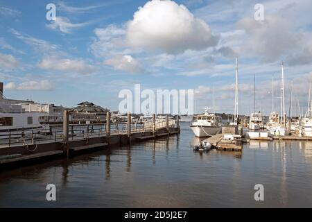 Bateaux amarrés, long Wharf, Boston, États-Unis. Banque D'Images