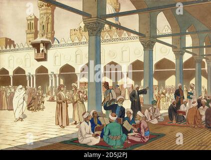 Bilibin Ivan - Cour de la mosquée Al-Azhar et de l'université Complexe du Caire - École russe - 19e siècle Banque D'Images