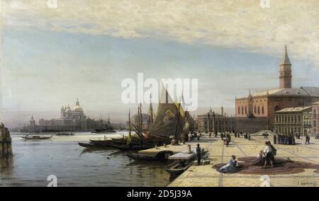 Bogoljuboff Alexei Petrovich - vue de Venise avec Santa Maria Della Salute en arrière-plan - École russe - 19e Siècle Banque D'Images