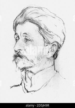 Serov Valentin - Portrait de Mikhail Vrubel - École russe - 19e siècle Banque D'Images