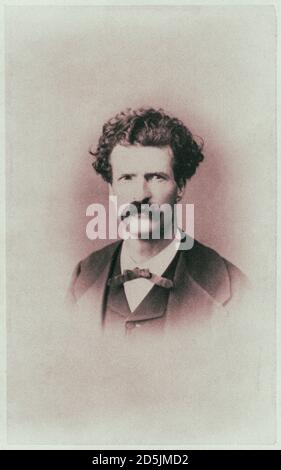 Portrait-crayon de Mark Twayn Samuel Langhorne Clemens (1835 – 1910), connu sous son nom de plume Mark Twain, était un écrivain, humoriste, entrepreneur américain Banque D'Images