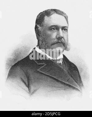 Portrait du président Chester Alan Arthur. Chester Alan Arthur (1829 – 1886) était un avocat et homme politique américain qui a été le 21e président Banque D'Images