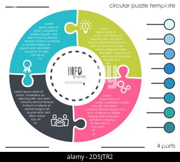 Fichier vectoriel EPS 10 pour la conception de modèles graphiques d'informations commerciales, les concepts de travail d'équipe et les informations de données avec quatre options de processus Illustration de Vecteur