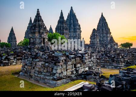Temple de Prambanan près de Yogyakarta sur Java - Indonésie Banque D'Images