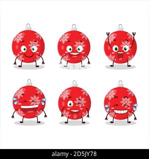 Personnage de dessin animé rouge boule de noël avec expression de sourire Illustration de Vecteur