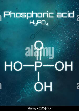 Formule chimique de l'acide phosphorique sur fond futuriste Banque D'Images