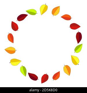 Couronne de feuilles d'automne avec espace de copie. Cadre circulaire d'automne plein de feuilles. Illustration du cercle saisonnier pour l'invitation. Forme ronde colorée pour la guirlande Illustration de Vecteur