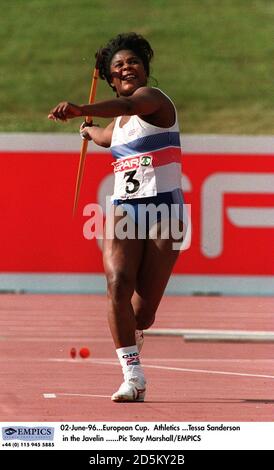 02-juin-96. Coupe d'Europe. Athlétisme ...Tessa Sanderson dans la Javelin Banque D'Images