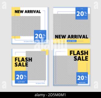 Illustrations des modèles de remise pour les nouveaux produits et les nouveaux produits vendus. Bannière Web carrée promotionnelle pour les applications mobiles sur les réseaux sociaux. Maquette modifiable avec abstrac Illustration de Vecteur