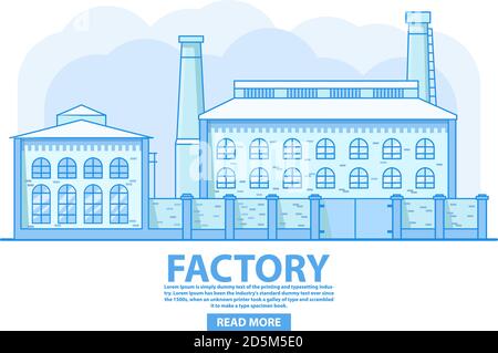Construction d'usine.concept d'usine industrielle. Ancienne usine d'époque. Illustration de Vecteur
