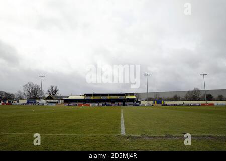 Vue générale du Solihull Moors FC Ground, parc Damson Banque D'Images