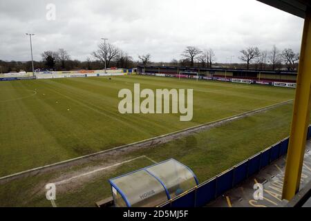 Vue générale du Solihull Moors FC Ground, parc Damson Banque D'Images