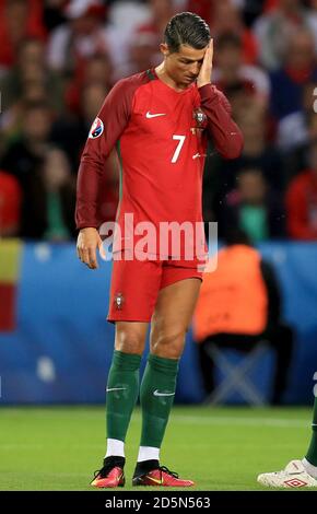 Cristiano Ronaldo est abattu au Portugal Banque D'Images