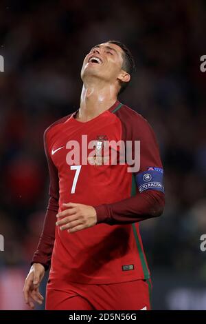 Cristiano Ronaldo est abattu au Portugal Banque D'Images