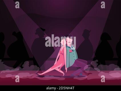 Homme et femme dansant tango plat couleur illustration vectorielle Illustration de Vecteur