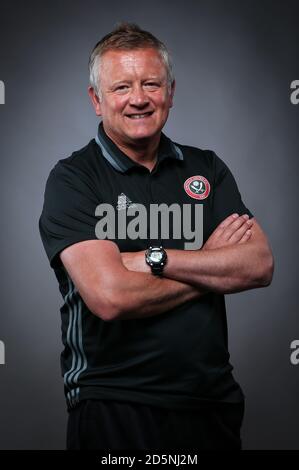 Chris Wilder, directeur de Sheffield United, pendant la présentation des responsables EFL Prenez des photos Banque D'Images