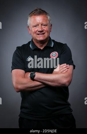 Chris Wilder, directeur de Sheffield United, pendant la présentation des responsables EFL Prenez des photos Banque D'Images