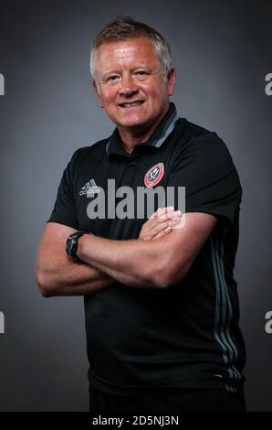 Chris Wilder, directeur de Sheffield United, pendant la présentation des responsables EFL Prenez des photos Banque D'Images