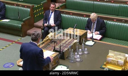 Le leader syndical Keir Starmer parle lors des questions du premier ministre à la Chambre des communes, à Londres. Banque D'Images