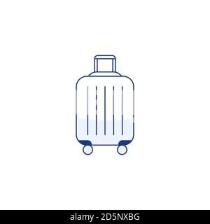 Icône de la ligne de valise en plastique de voyage bleue avec poignée Illustration de Vecteur