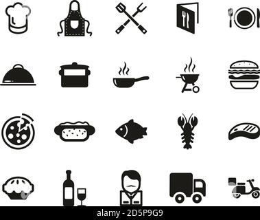 Restauration d'entreprise icônes en noir & blanc Grand Jeu Illustration de Vecteur