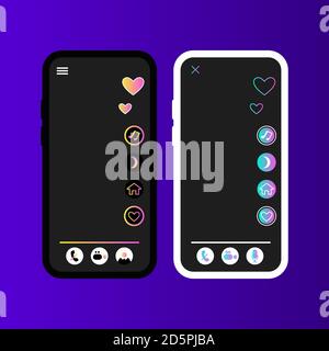 TikTok pour enfants. Interface de l'application TikTok avec icônes de gradient. Illustration du vecteur d'interface du concept d'application de médias sociaux Illustration de Vecteur
