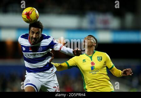 James Perch des Queens Park Rangers et Josh Murphy de Norwich City Banque D'Images