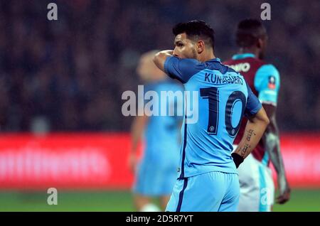 Sergio Aguero, de Manchester City, fait une chance manquée Banque D'Images