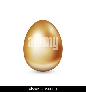 Œuf doré isolé sur fond blanc. Œuf doré de Pâques. Concept de richesse et d'affaires. Illustration réaliste de vecteur Illustration de Vecteur