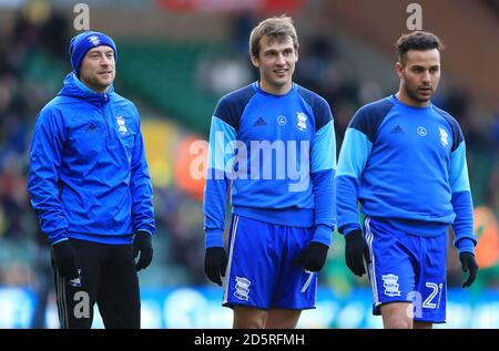 David Cotterill de Birmingham City (à gauche), Robert Tesche de Birmingham City (au centre) et Kerim Frei de Birmingham City (à droite) Banque D'Images