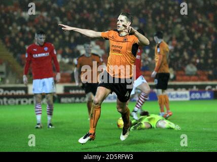 David Edwards de Wolverhampton Wanderers célèbre le troisième but de son côté du jeu Banque D'Images