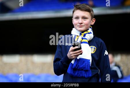 Un fan de Leeds United avant le match Banque D'Images