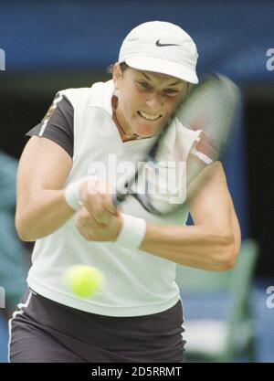 Monica Seles des États-Unis contre Alexia Dechaume-Balleret en France. Seles a gagné 6-1, 6-4. Banque D'Images