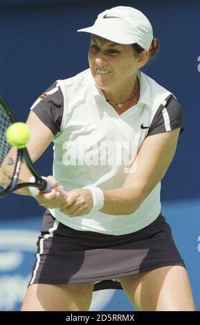 Monica Seles des États-Unis contre Alexia Dechaume-Balleret en France. Seles a gagné 6-1, 6-4. Banque D'Images