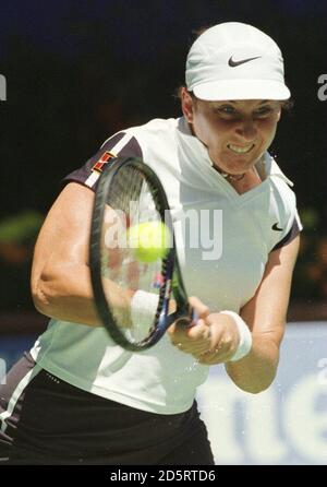 Monica Seles des États-Unis contre Sandrine Testud en France. Seles a gagné 6-0, 6-3. Banque D'Images