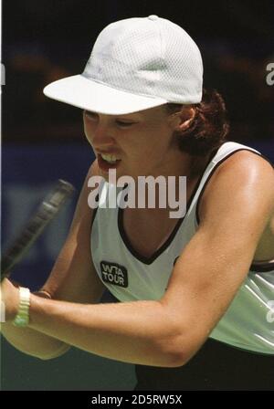 Martina Hingis en suisse contre Mary Pierce en France. Hingis a gagné 6-3, 6-4. Banque D'Images