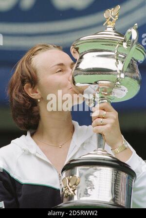 Martina Hingis en Suisse contre l'Amélie Mauresmo en France. Hingis a gagné 6-2, 6-3. Banque D'Images