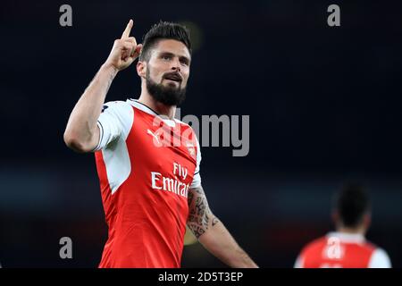 Olivier Giroud d'Arsenal célèbre son deuxième but du jeu Banque D'Images