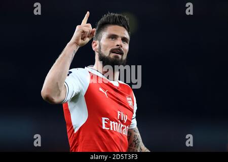 Olivier Giroud d'Arsenal célèbre son deuxième but du jeu Banque D'Images