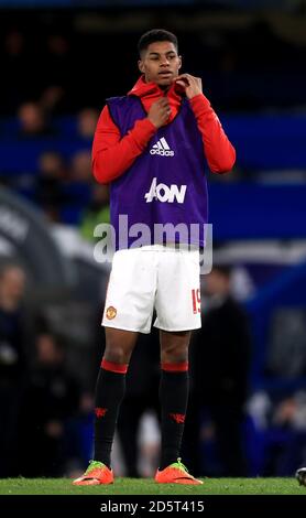 Marcus Rashford de Manchester United pendant l'échauffement Banque D'Images