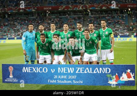 Photo de groupe de l'équipe du Mexique. Rangée supérieure (de gauche à droite) Alfredo Talavera, Oribe Peralta, Raul Jimenez, Carlos Salcedo, Nestor Araujo, Oswaldo Alanis et Diego Reyes. Botttow row (de gauche à droite) dos Santos Giovani, Javier Aquino, Marco Fabian et Jurgen Damm Banque D'Images