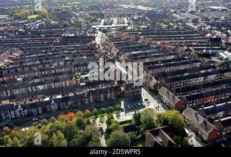 Vue générale de Liverpool prise par drone du parc Stanley. Banque D'Images