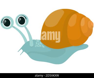Escargot de style dessin animé. Animal drôle isolé sur fond blanc. Illustration de Vecteur