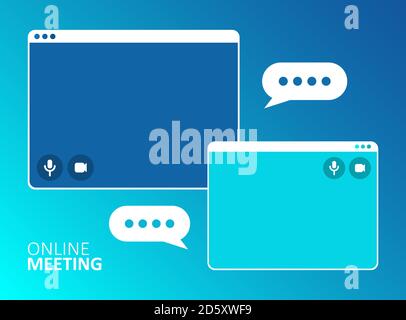 Appel vidéo pour les réunions d'affaires. Travail à distance. Webinaire en ligne. Illustration vectorielle de concept de technologie en ligne. Distanciation sociale. Illustration de Vecteur