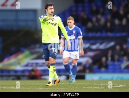 George Thorne du comté de Derby lors du match de championnat Sky Bet à Portman Road Ipswich Suffolk. Banque D'Images